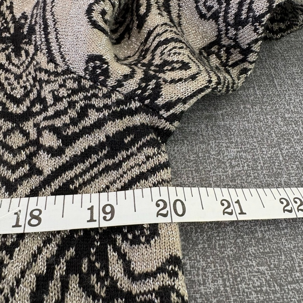 Chico's Seraphina Cardigan Size 0 Metallic Wool Black Gray Baroque Scroll - Picture 9 of 11